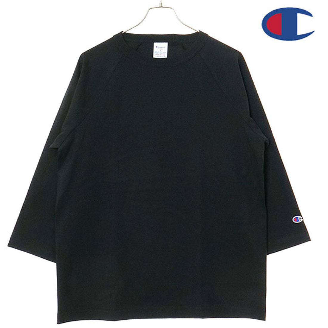 Champion T1011 RAGLAN 3/4 SLEEVE T-SHIRT black [C5-B401 SS25]