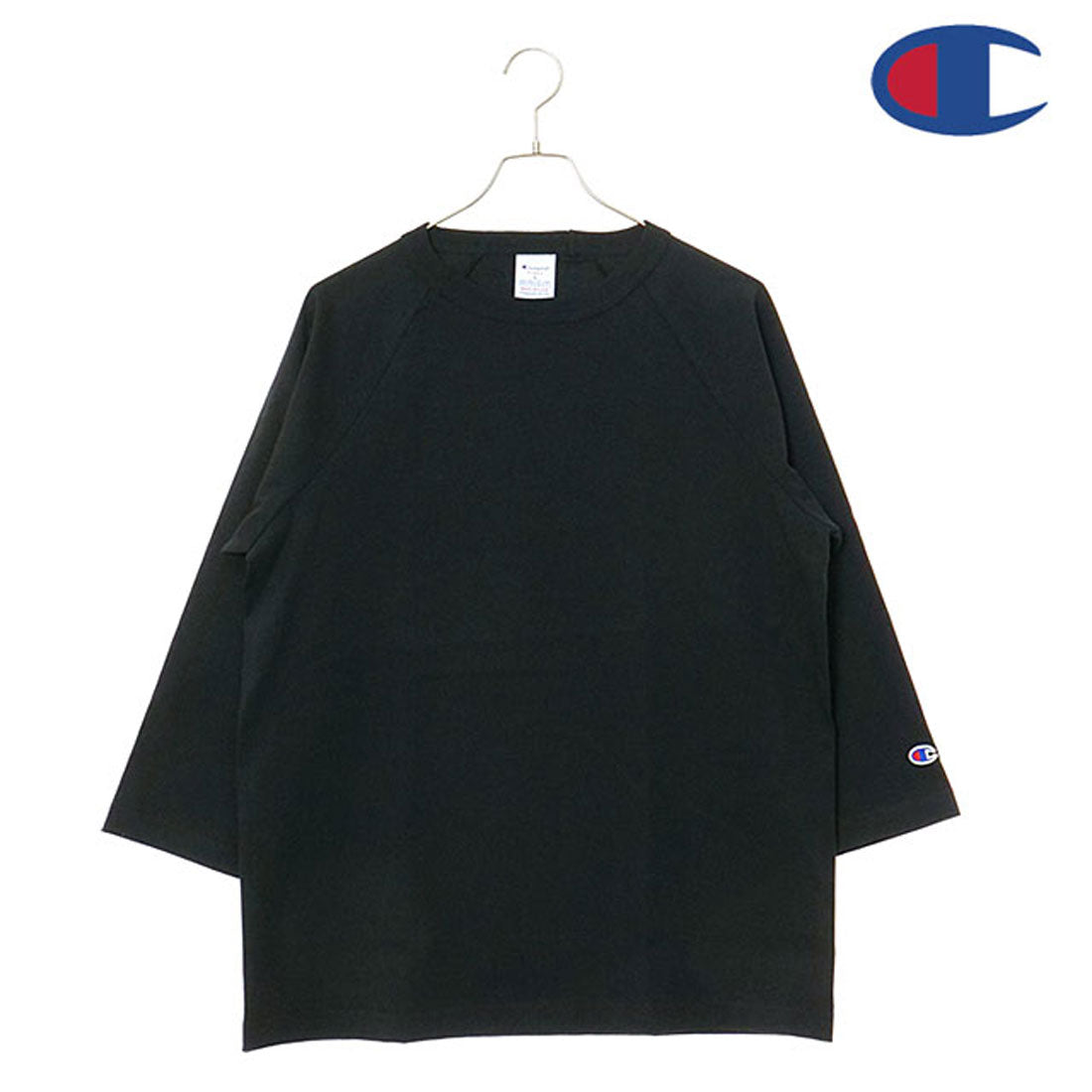 Champion T1011 RAGLAN 3/4 SLEEVE T-SHIRT black [C5-B401 SS25]