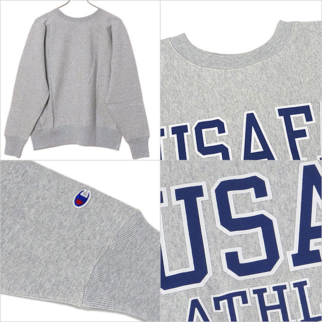 チャンピオン Champion REVERSE WEAVE CREW NECK SWEATSHIRT SILVER-GRAY×BLUE [C3-C026 FW25] （SILVER-GRAY×BLUE） SILVER-GRAY×BLUE