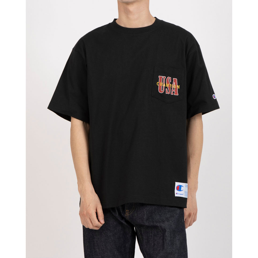 チャンピオン Champion ショートスリーブTシャツ アクションスタイル ポケットTシャツ（ブラック） ブラック