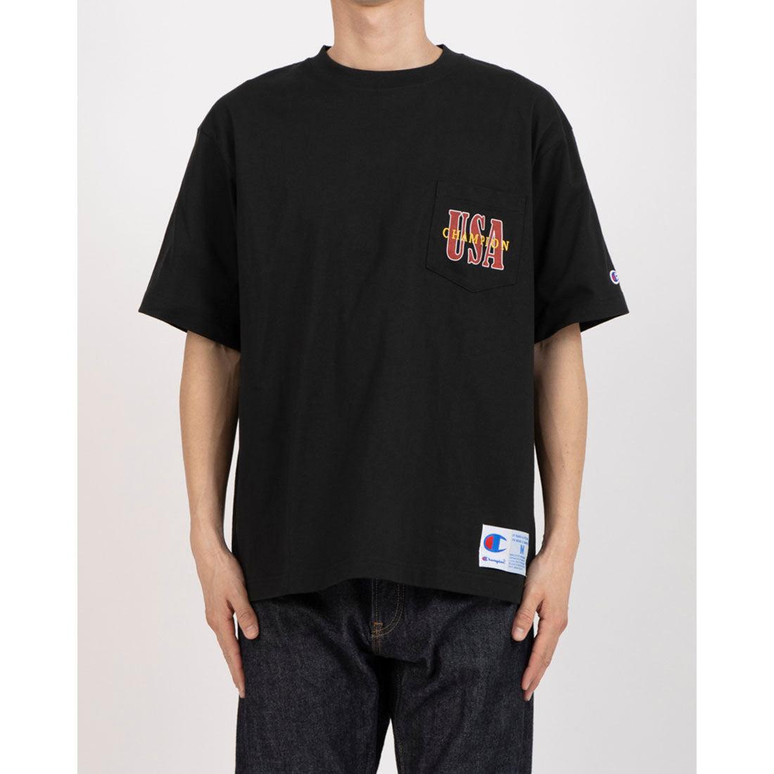 チャンピオン Champion ショートスリーブTシャツ アクションスタイル ポケットTシャツ（ブラック） ブラック