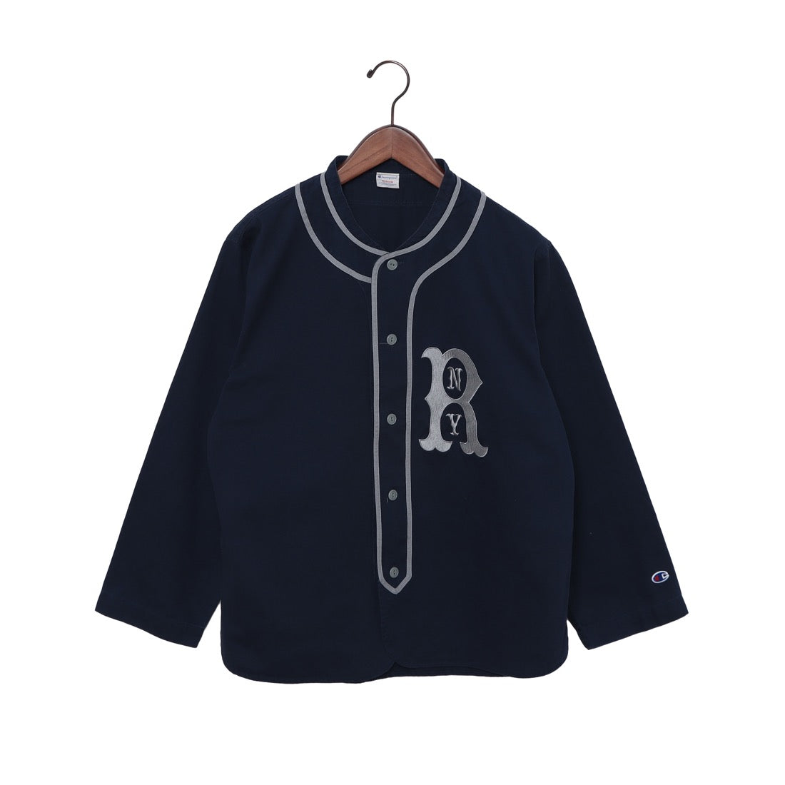 チャンピオン Champion C3-C409 ベースボールシャツ 長袖シャツ （ネイビー） ネイビー