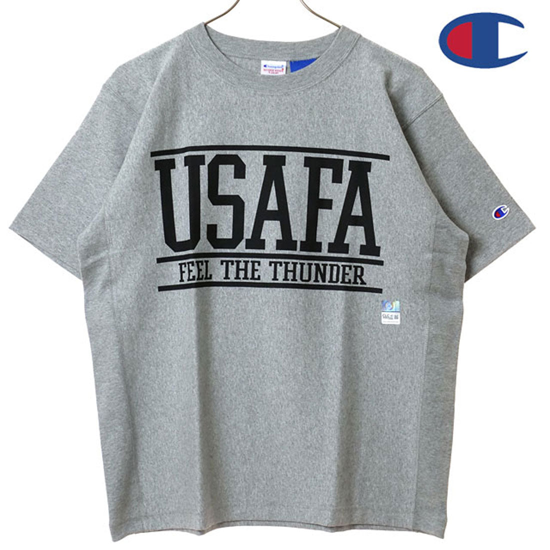 チャンピオン Champion REVERSE WEAVE SHORT SLEEVE T-SHIRT OXFORD-GRAY/BLACK [C3-D305] （OXFORD-GRAY/BLACK） OXFORD-GRAY/BLACK