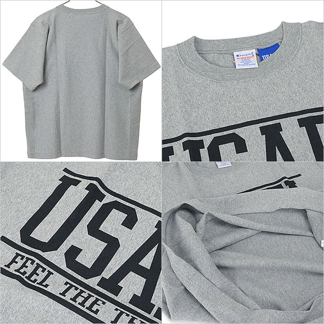 チャンピオン Champion REVERSE WEAVE SHORT SLEEVE T-SHIRT OXFORD-GRAY/BLACK [C3-D305] （OXFORD-GRAY/BLACK） OXFORD-GRAY/BLACK