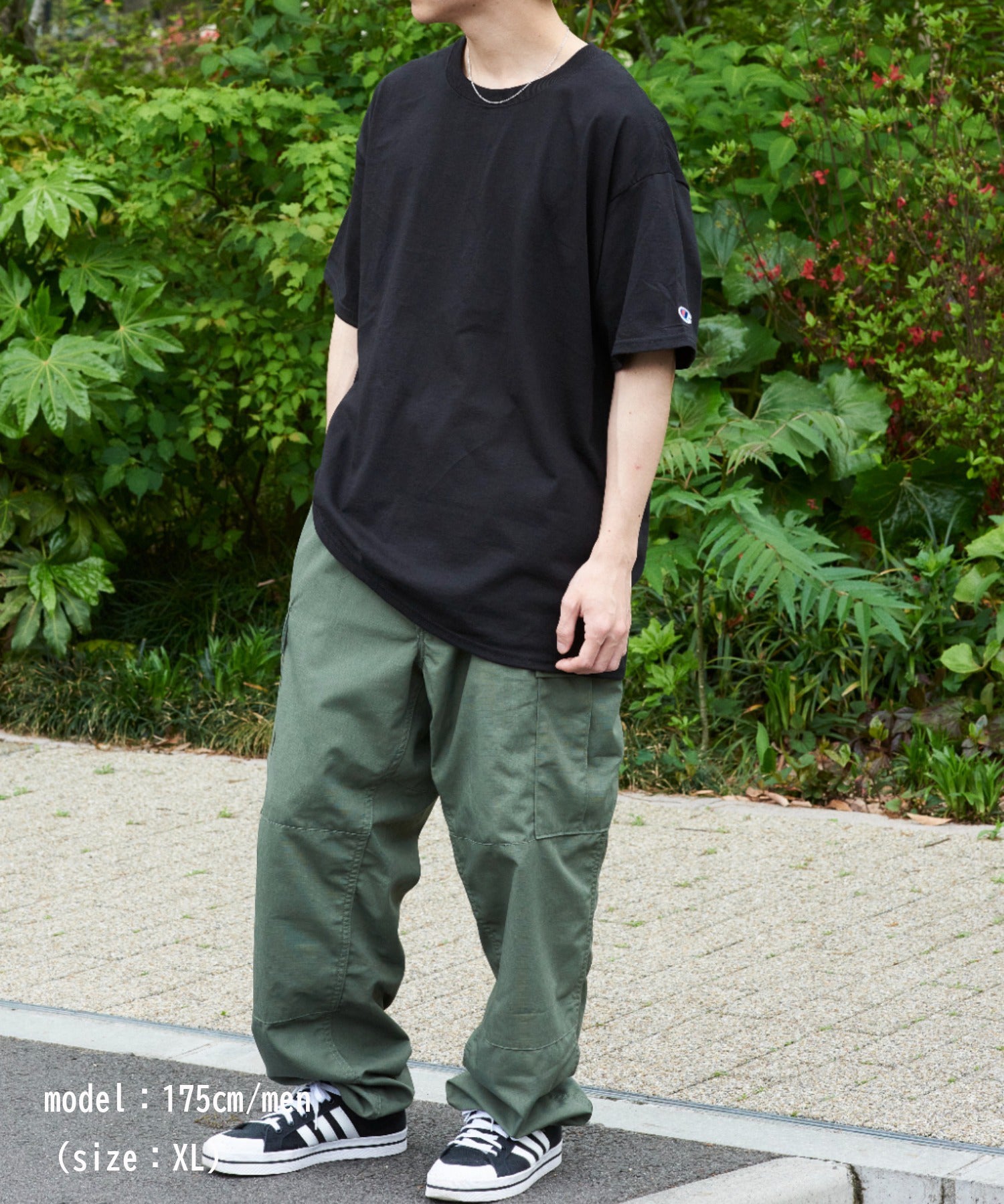 チャンピオン Champion 5.2オンス トップス Tシャツ 半袖 ワンポイント 無地 刺繍 コットン100% クルーネック シンプル T425 （BLK） BLK
