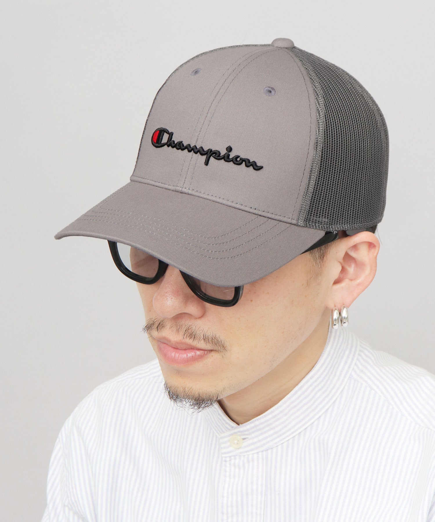 チャンピオン Champion ツイル ロングビル メッシュキャップ つば長 深め （グレー） グレー