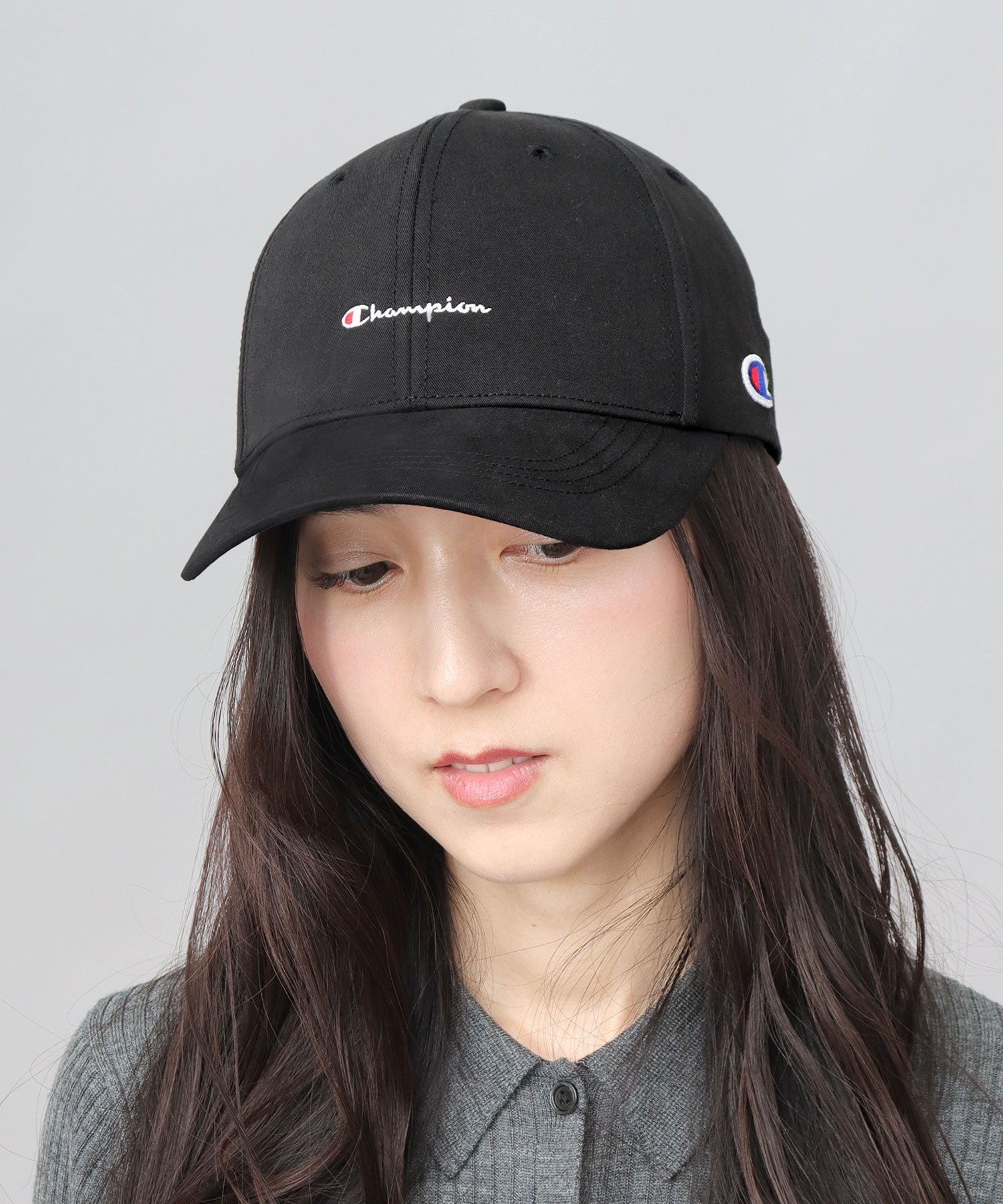 チャンピオン Champion ツイル ロングビル トラッカーキャップ つば長 深め （ブラック） ブラック