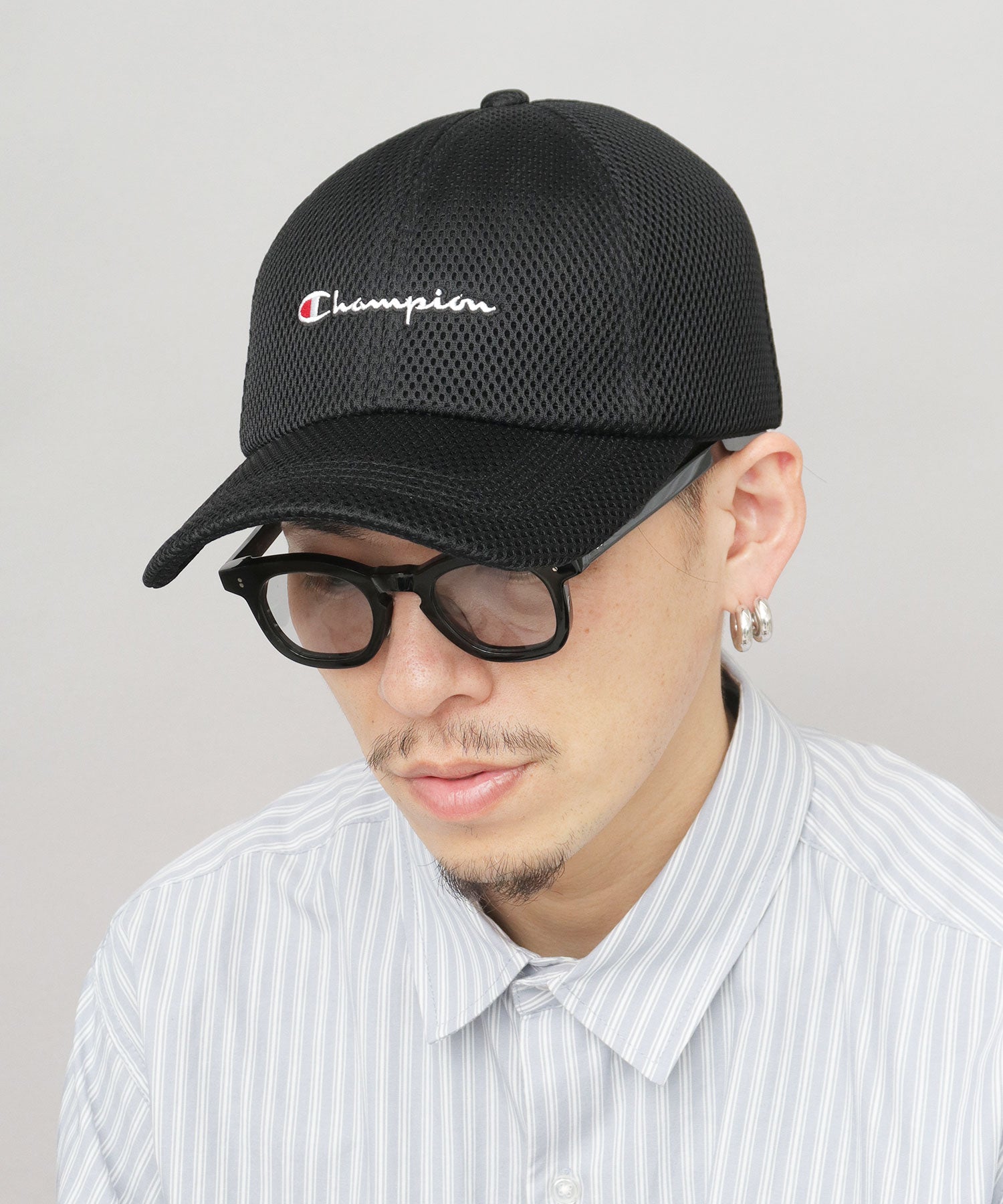 チャンピオン Champion ロングビル パフメッシュキャップ つば長 深め （ブラック） ブラック