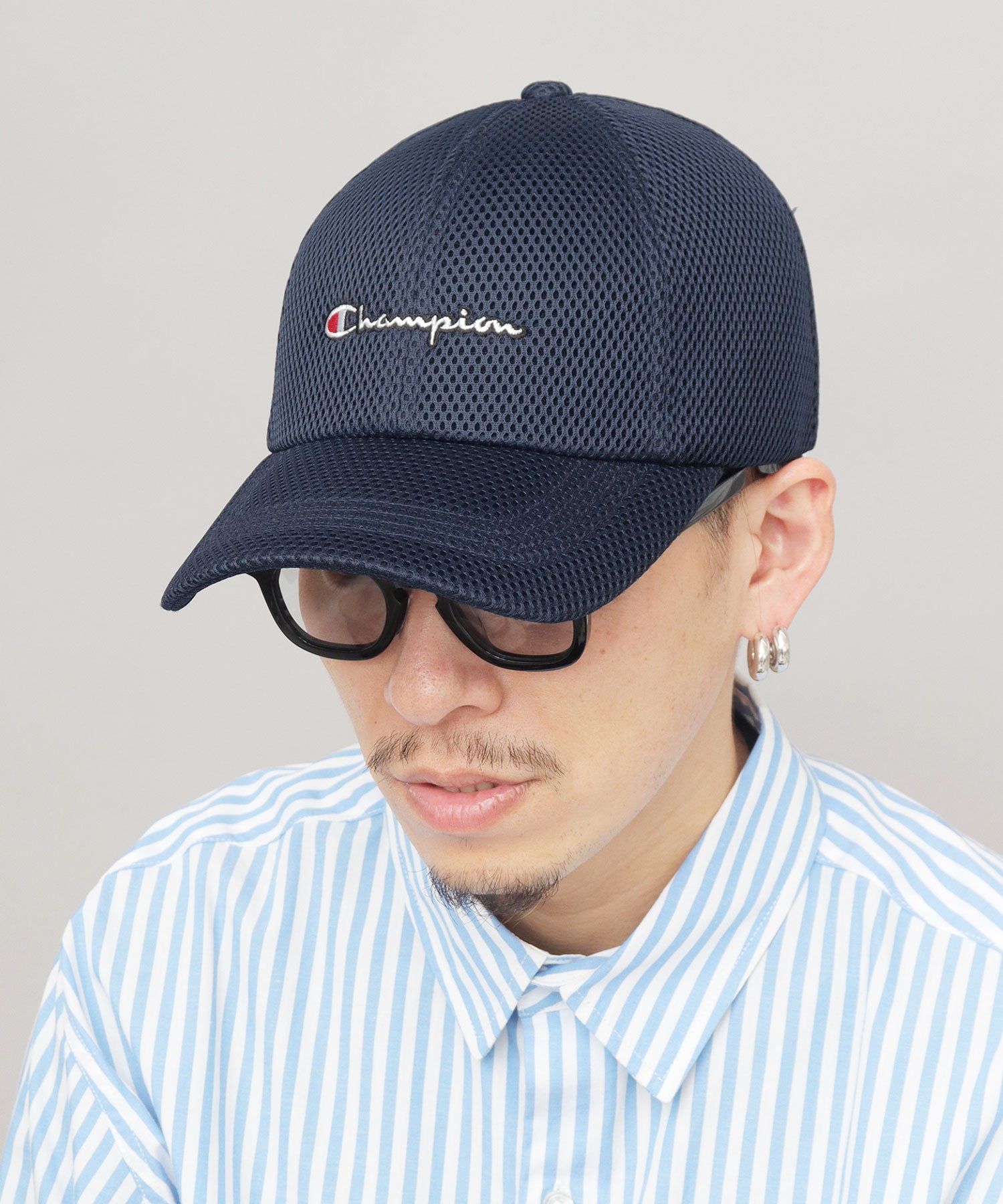 チャンピオン Champion ロングビル パフメッシュキャップ つば長 深め （ブラック） ブラック