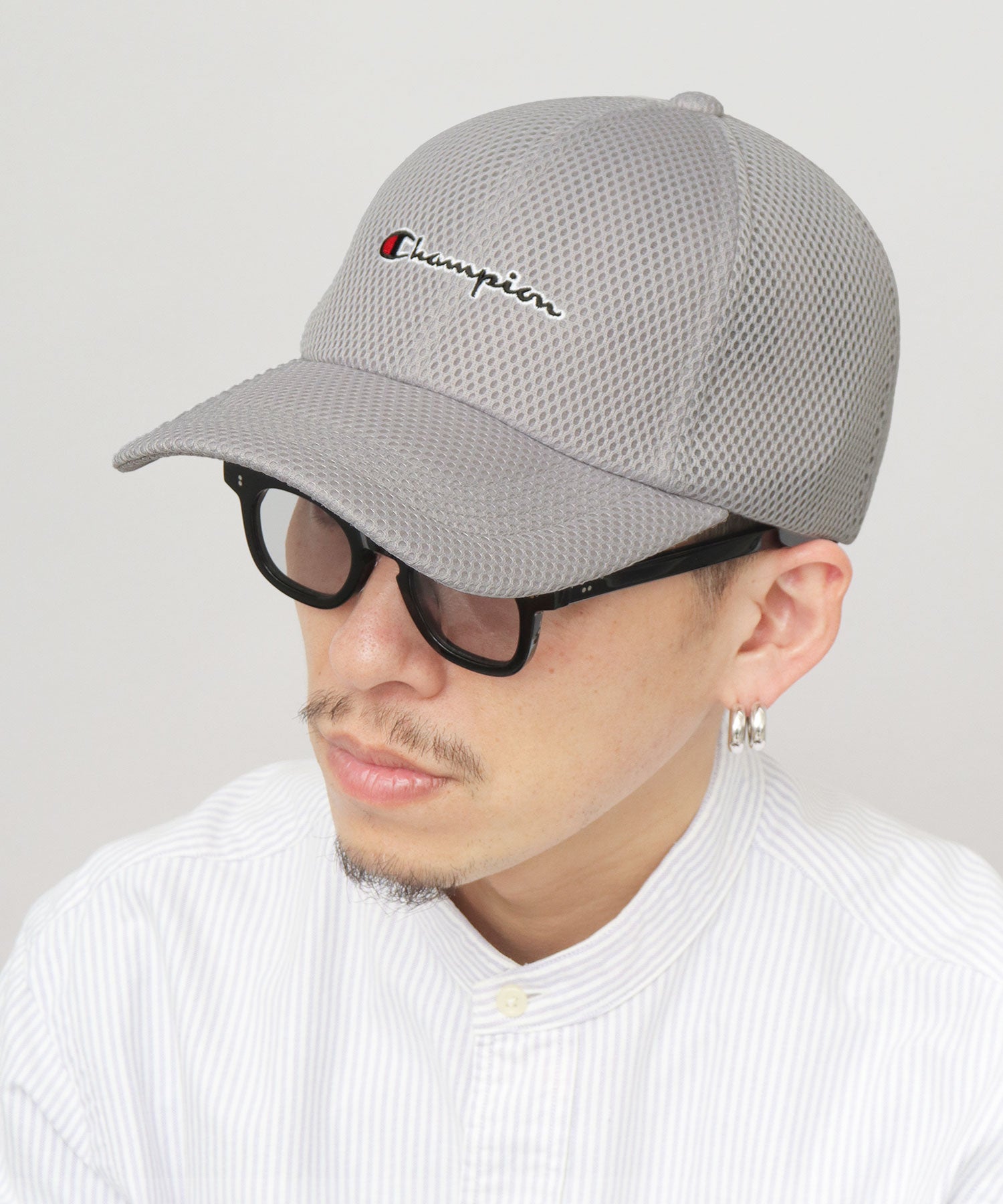 チャンピオン Champion ロングビル パフメッシュキャップ つば長 深め （グレー） グレー
