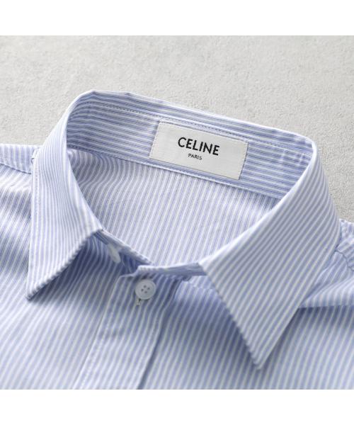 セリーヌ CELINE CELINE シャツ 2C837466X 長袖 クロップド ストライプ （01JP/ライトブルー） 01JP/ライトブルー