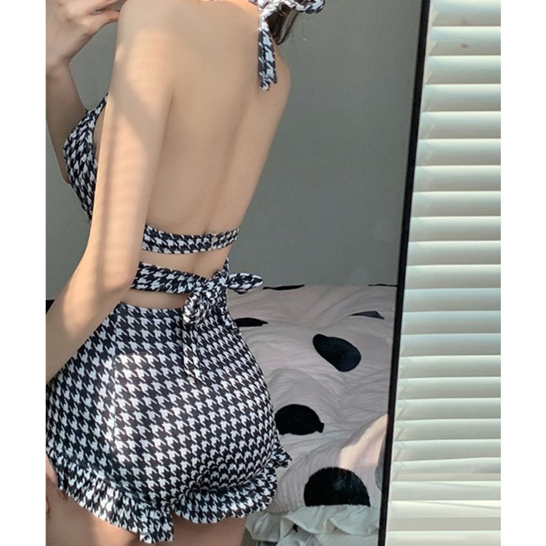 シーユーエル c.u.l フリル 千鳥格子 クロスデザインビキニ セパレート水着 culb102 【返品不可商品】 （ブラック） ブラック