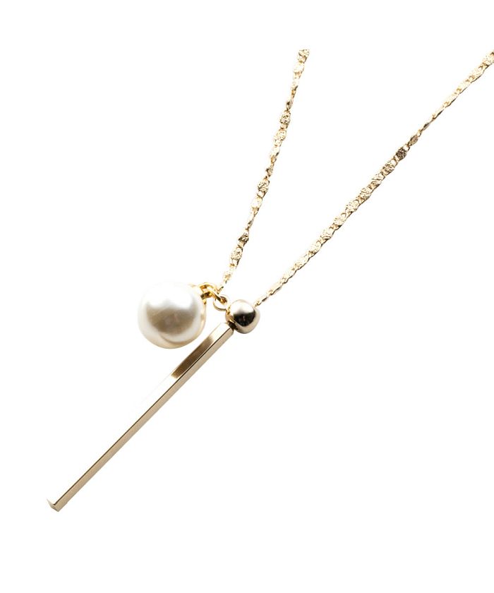 クリームドット Cream dot. 気品漂う一粒パール×メタルバーのY字ロングネックレス （ゴールド） ゴールド