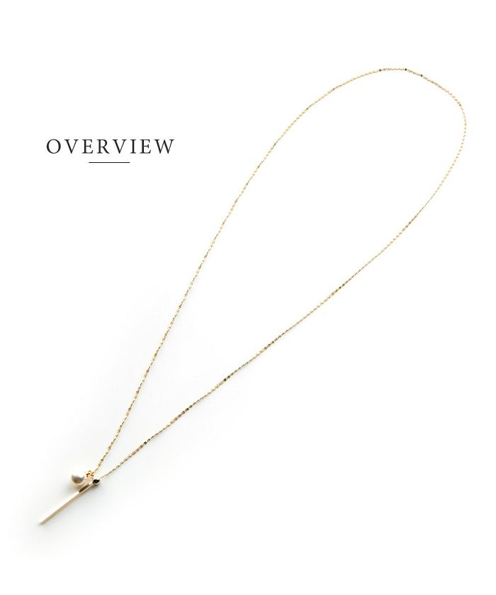 クリームドット Cream dot. 気品漂う一粒パール×メタルバーのY字ロングネックレス （ゴールド） ゴールド