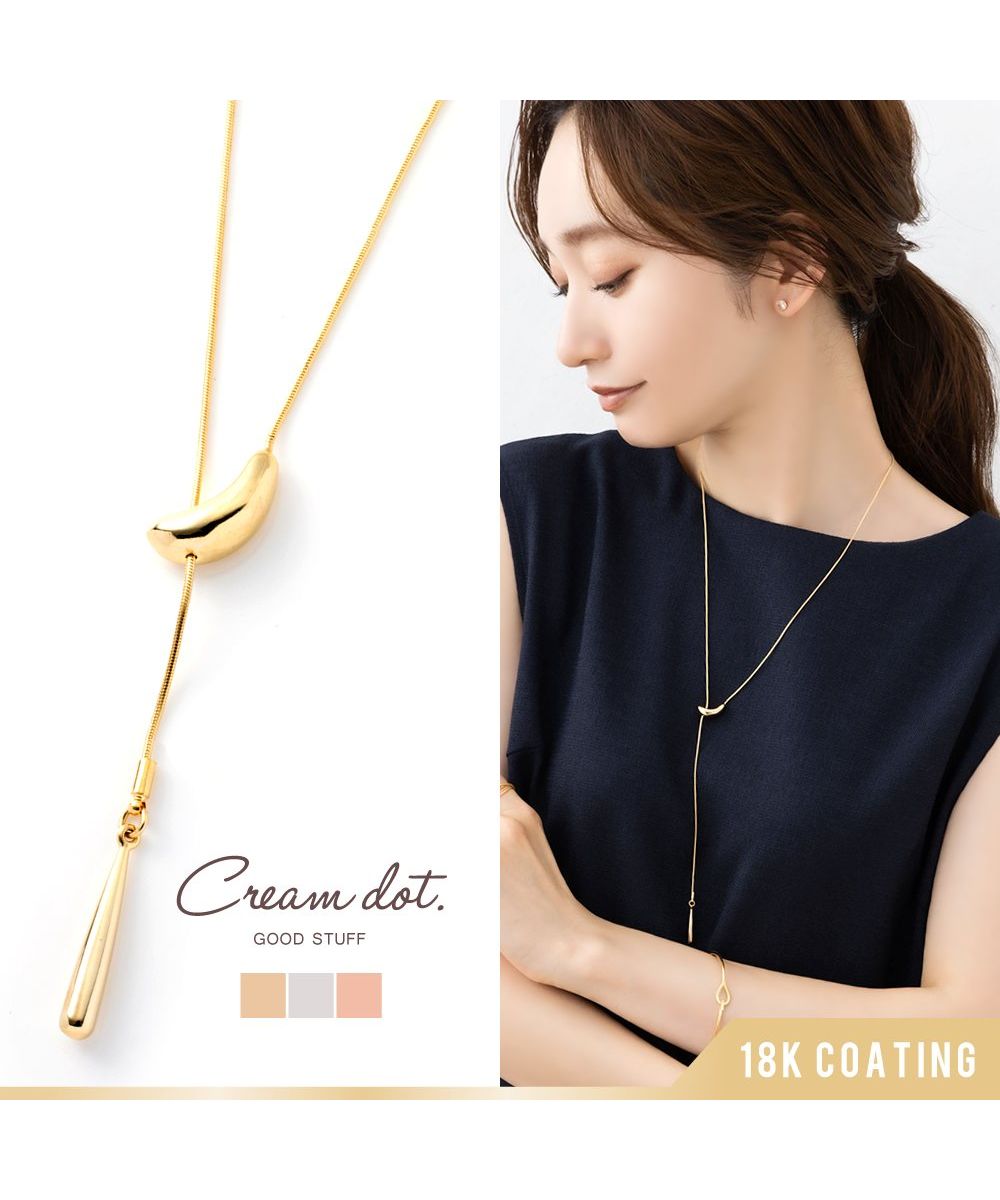 クリームドット Cream dot. 旬顔ダブルドロップのスネークチェーンY字ネックレス （シルバー） シルバー