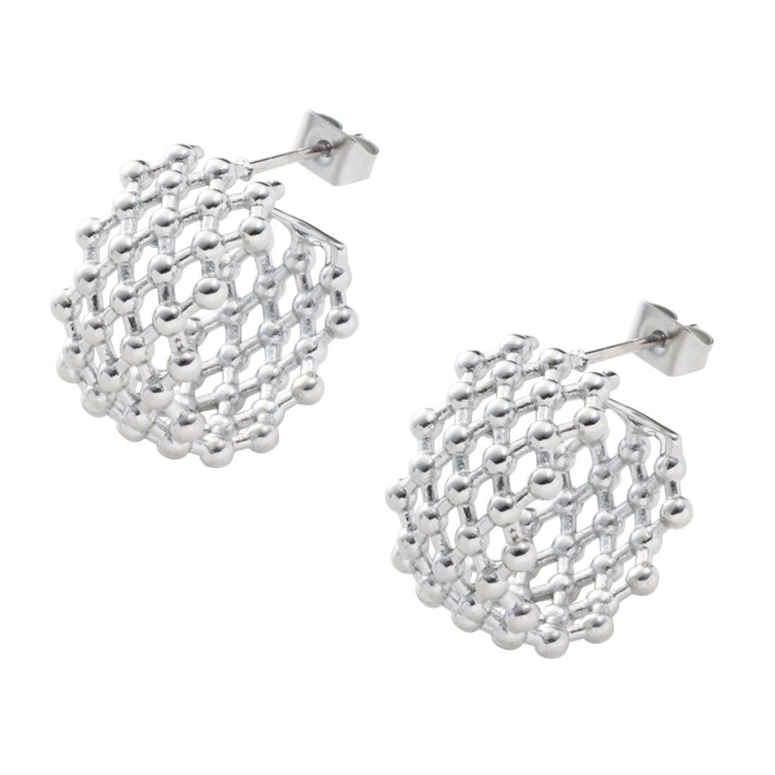 クリームドット Cream dot. メッシュライクなドット模様のステンレス製透かしフープピアス （ピアス：シルバー） ピアス：シルバー