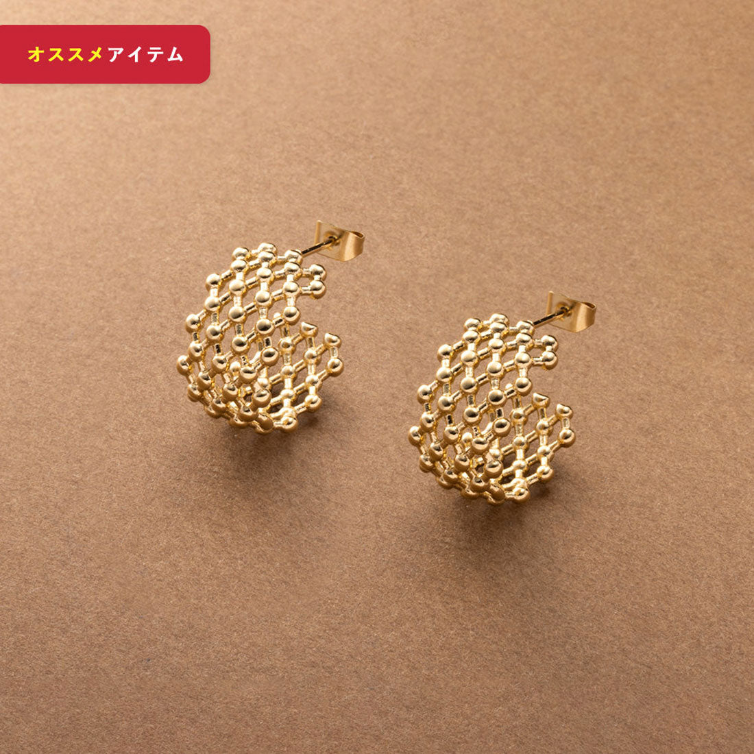 クリームドット Cream dot. メッシュライクなドット模様のステンレス製透かしフープピアス （ピアス：シルバー） ピアス：シルバー