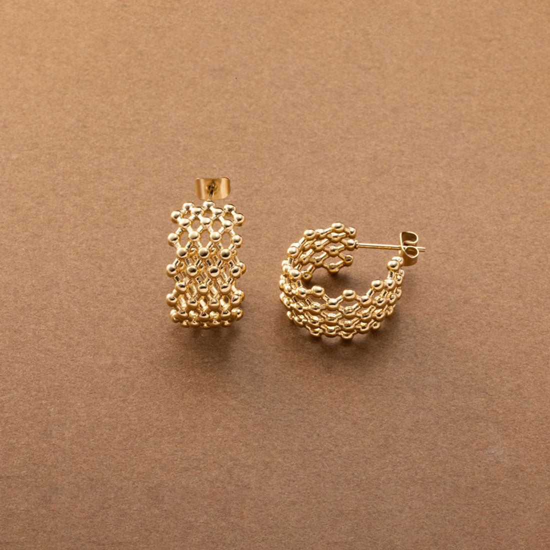 クリームドット Cream dot. メッシュライクなドット模様のステンレス製透かしフープピアス （ピアス：シルバー） ピアス：シルバー