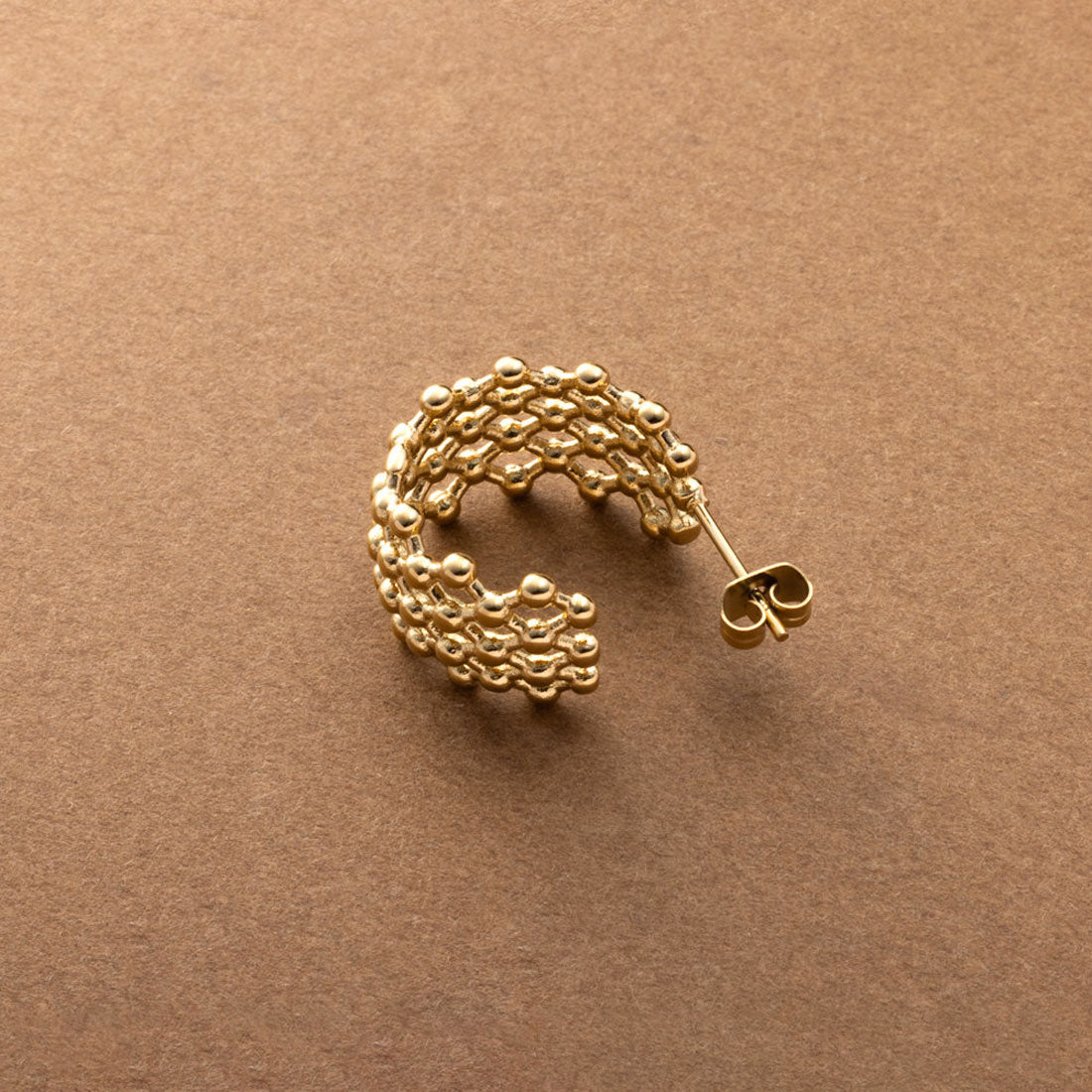 クリームドット Cream dot. メッシュライクなドット模様のステンレス製透かしフープピアス （ピアス：シルバー） ピアス：シルバー