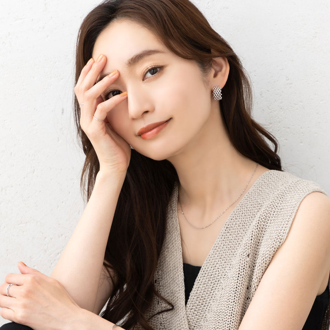 クリームドット Cream dot. メッシュライクなドット模様のステンレス製透かしフープピアス （ピアス：シルバー） ピアス：シルバー