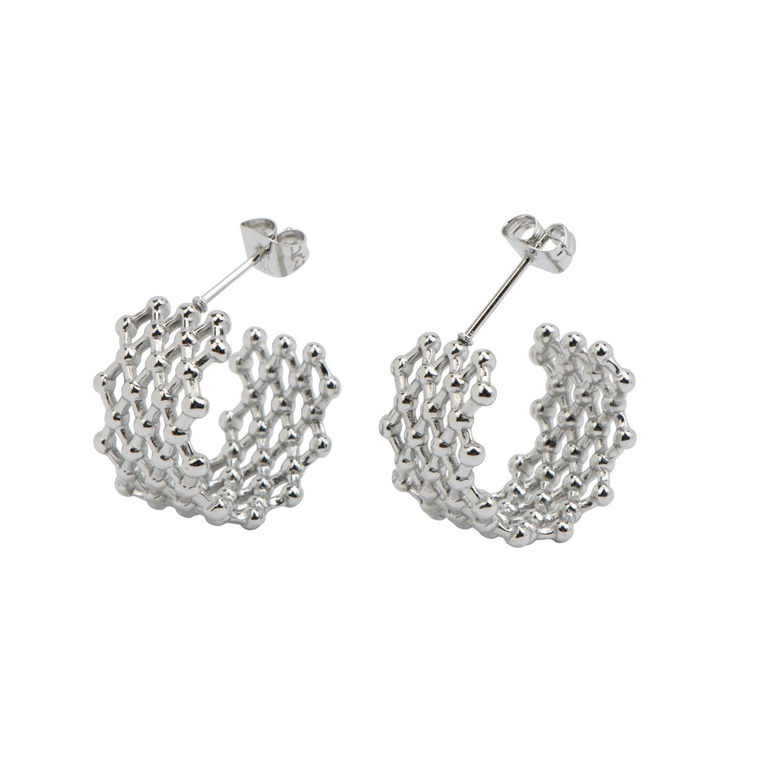 クリームドット Cream dot. メッシュライクなドット模様のステンレス製透かしフープピアス （ピアス：シルバー） ピアス：シルバー