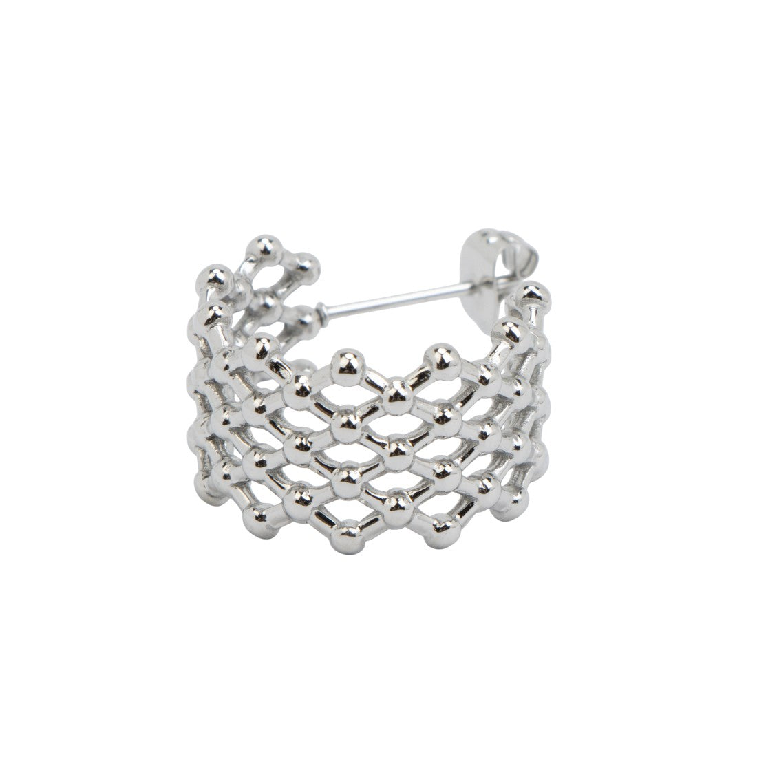 クリームドット Cream dot. メッシュライクなドット模様のステンレス製透かしフープピアス （ピアス：シルバー） ピアス：シルバー