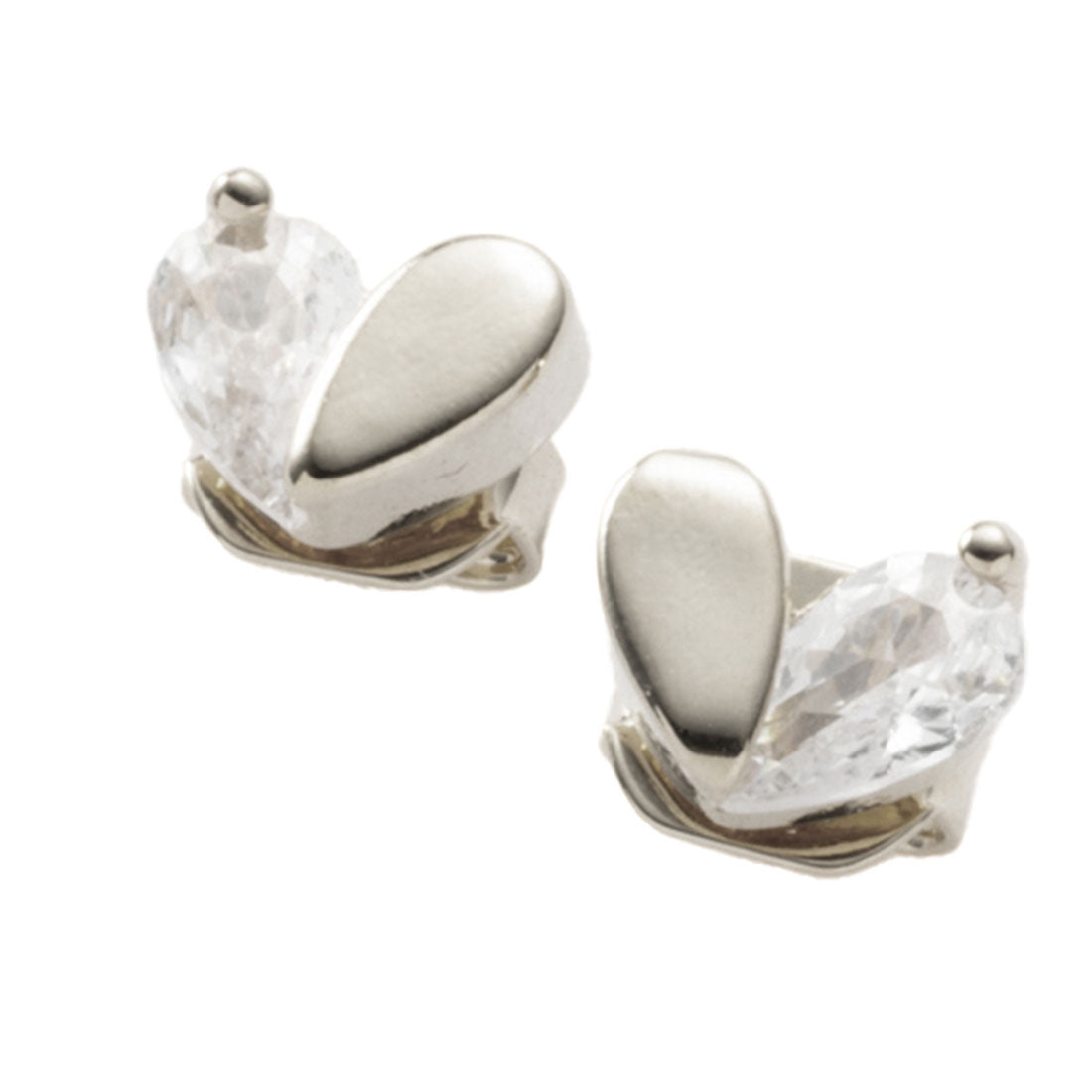 クリームドット Cream dot. ハーフビジューのハート型ミニピアス/イヤリング （ピアス：シルバー） ピアス：シルバー