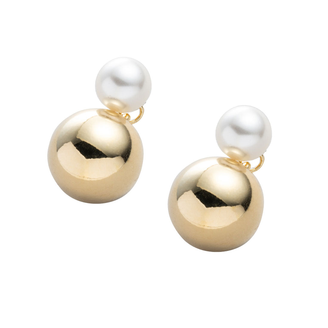 クリームドット Cream dot. パール×メタルボールのちょい揺れバックキャッチピアス （ピアス：ゴールド） ピアス：ゴールド