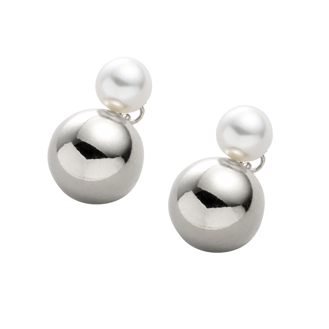 クリームドット Cream dot. パール×メタルボールのちょい揺れバックキャッチピアス （ピアス：シルバー） ピアス：シルバー