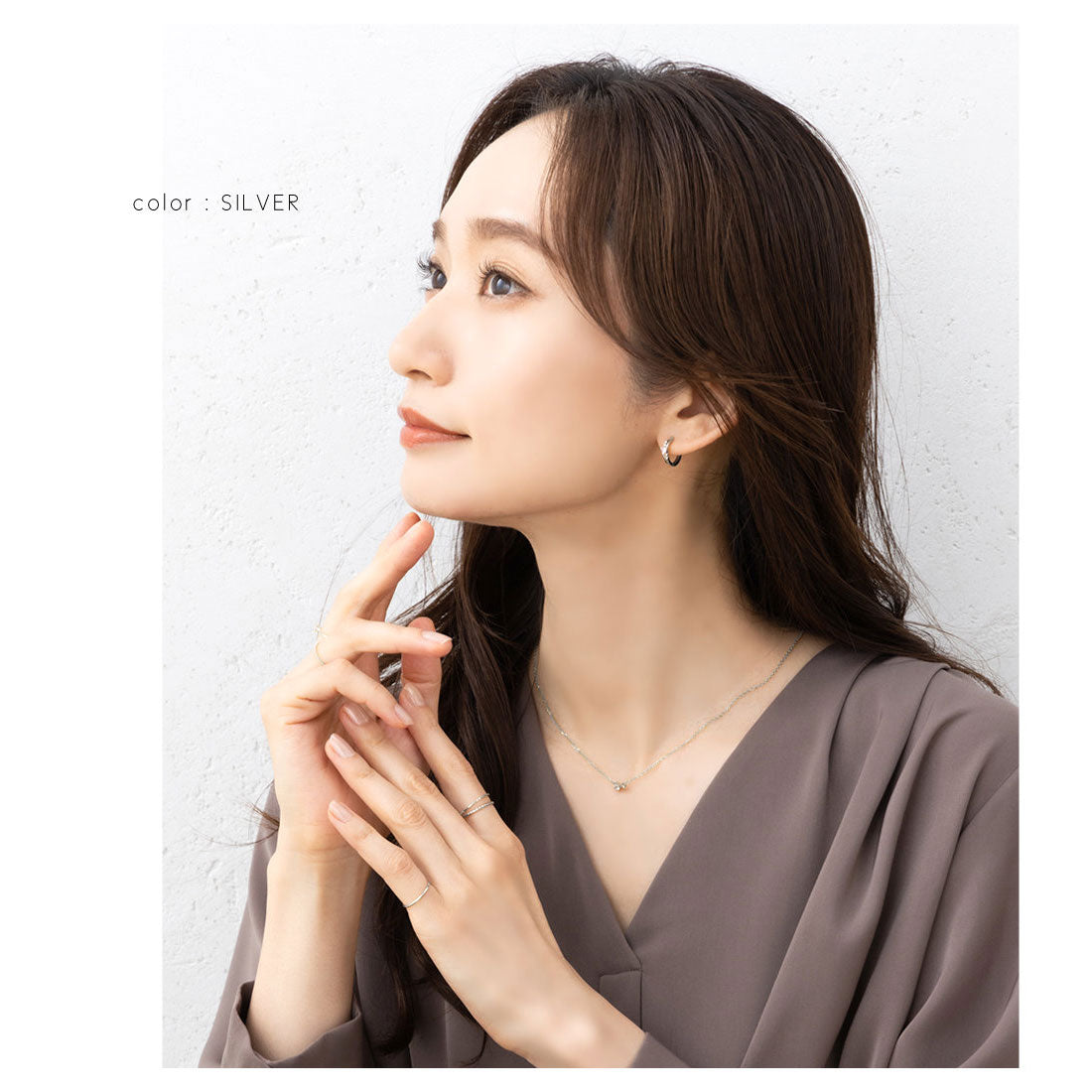 クリームドット Cream dot. ハートビジューが煌くクロスラインフープピアス （ピアス：ピンクゴールド） ピアス：ピンクゴールド