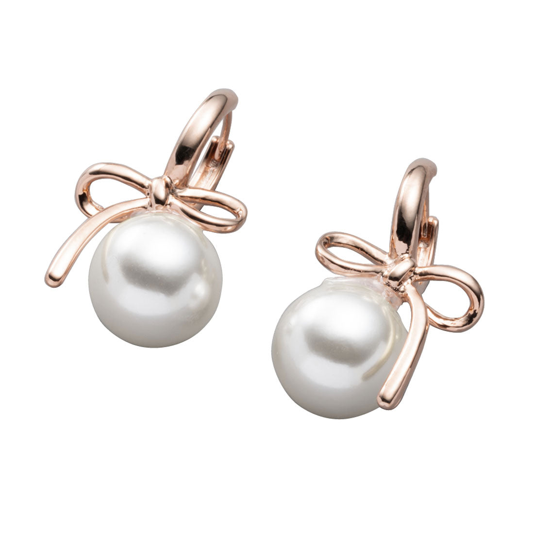 クリームドット Cream dot. 大人に似合うパール＆リボンモチーフのフープピアス （ピアス：ピンクゴールド） ピアス：ピンクゴールド