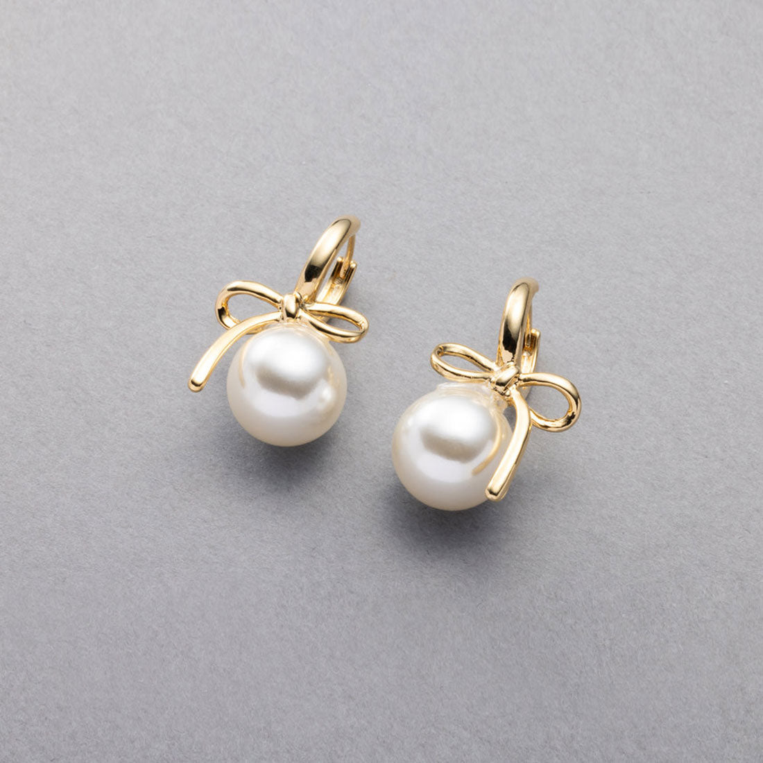 クリームドット Cream dot. 大人に似合うパール＆リボンモチーフのフープピアス （ピアス：ピンクゴールド） ピアス：ピンクゴールド