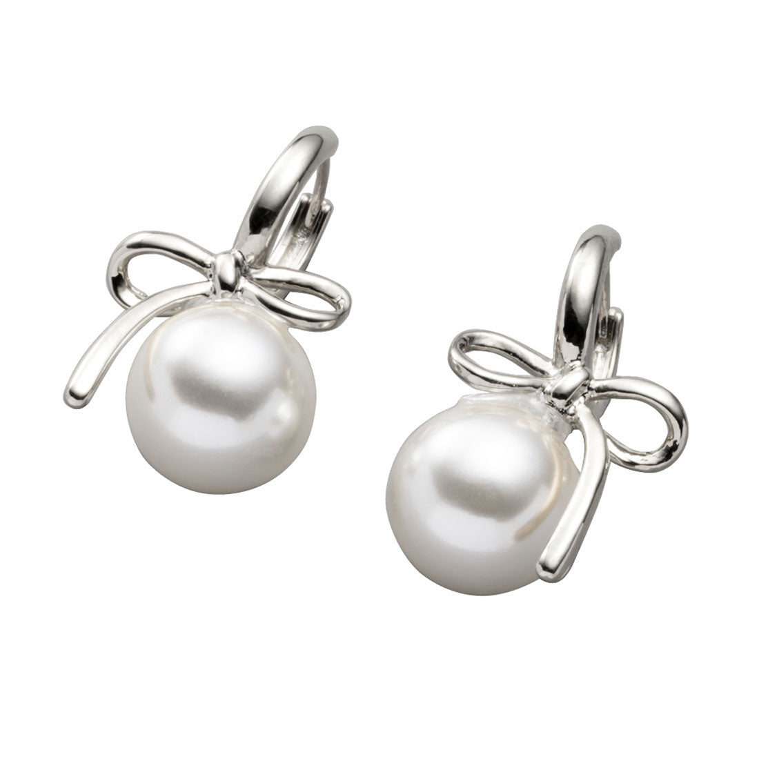 クリームドット Cream dot. 大人に似合うパール＆リボンモチーフのフープピアス （ピアス：シルバー） ピアス：シルバー