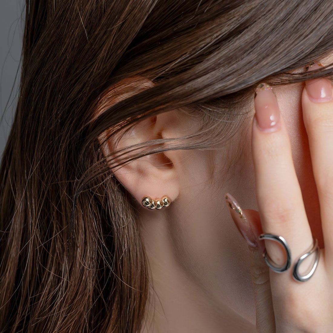 クリームドット Cream dot. 4連メタルボールが艶めくスタッドピアス （ピアス：ゴールド） ピアス：ゴールド