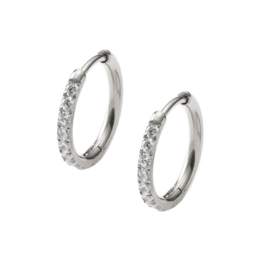 クリームドット Cream dot. 選べる6サイズ、ビジュー煌めくステンレス製フープピアス （12mm：シルバー） 12mm：シルバー