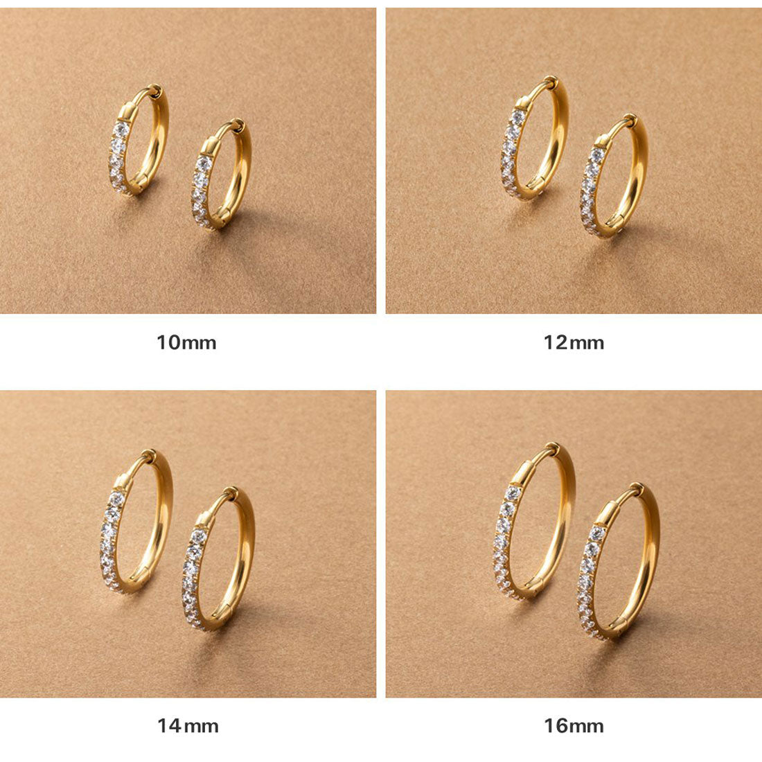クリームドット Cream dot. 選べる6サイズ、ビジュー煌めくステンレス製フープピアス （12mm：シルバー） 12mm：シルバー
