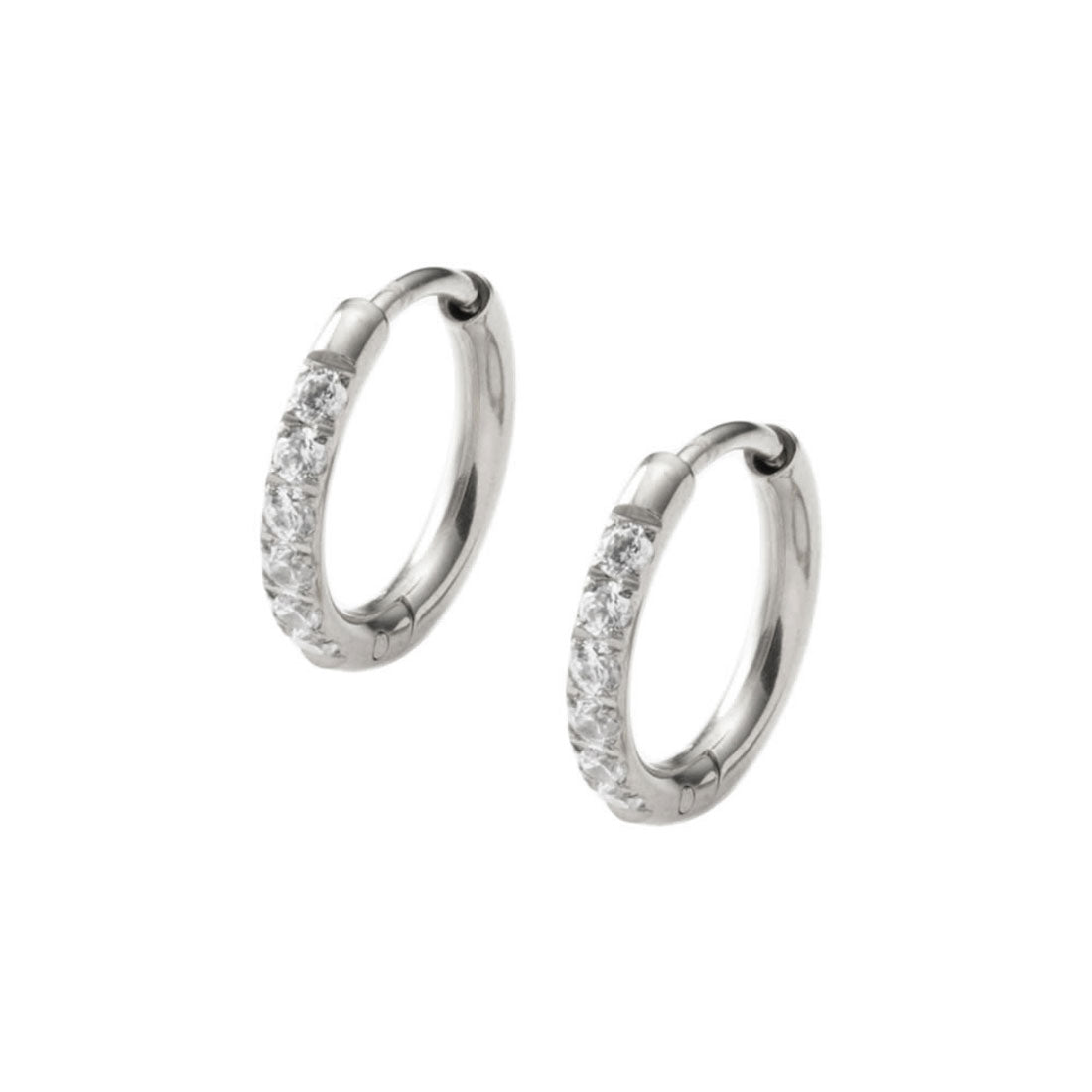 クリームドット Cream dot. 選べる6サイズ、ビジュー煌めくステンレス製フープピアス （10mm：シルバー） 10mm：シルバー