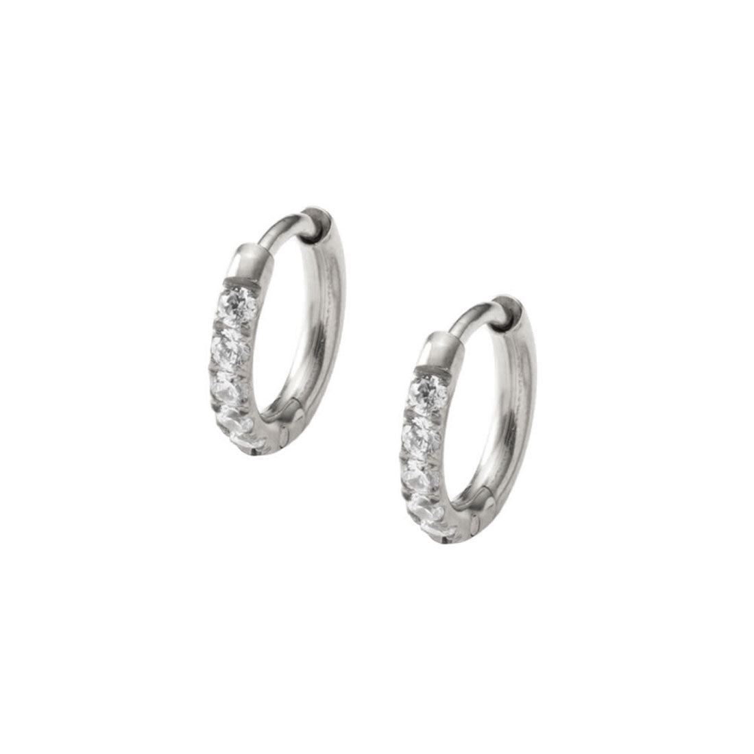 クリームドット Cream dot. 選べる6サイズ、ビジュー煌めくステンレス製フープピアス （8mm：シルバー） 8mm：シルバー