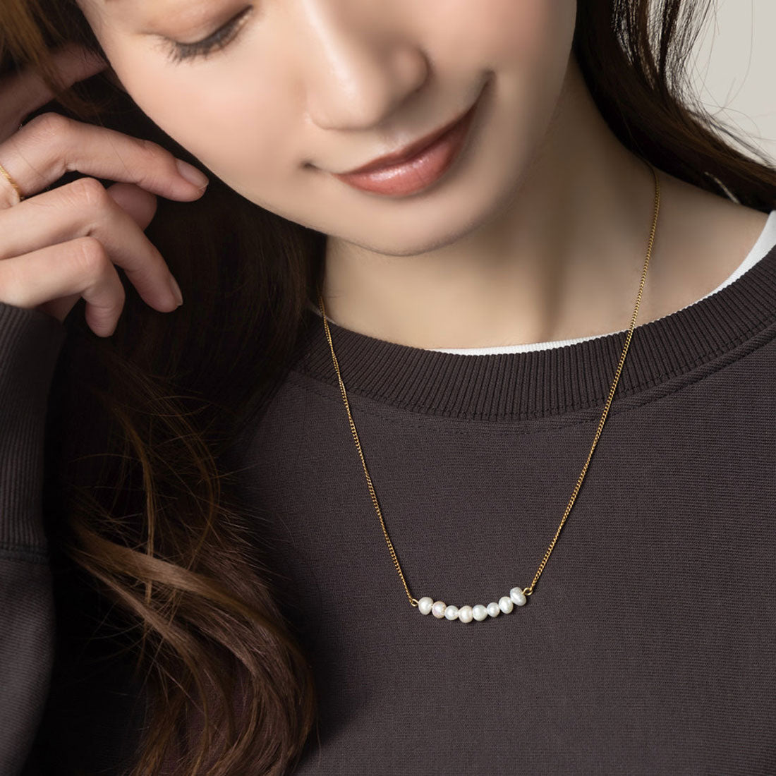 クリームドット Cream dot. ナチュラル淡水パールのステンレス製ネックレス （ワンサイズ：ゴールド） ワンサイズ：ゴールド