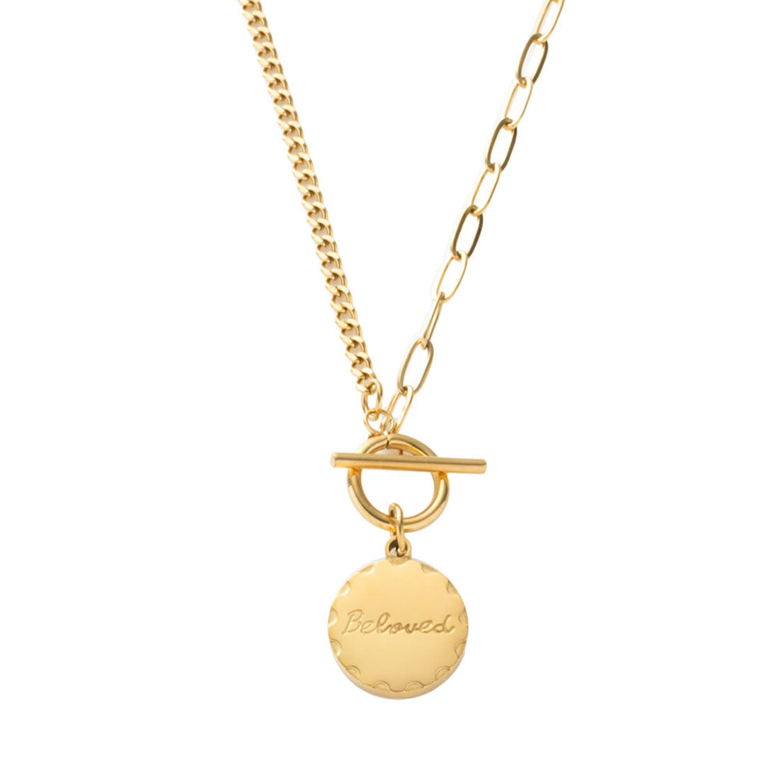 クリームドット Cream dot. メッセージ入りコインプレートのステンレス製マンテルネックレス （ワンサイズ：ゴールド） ワンサイズ：ゴールド