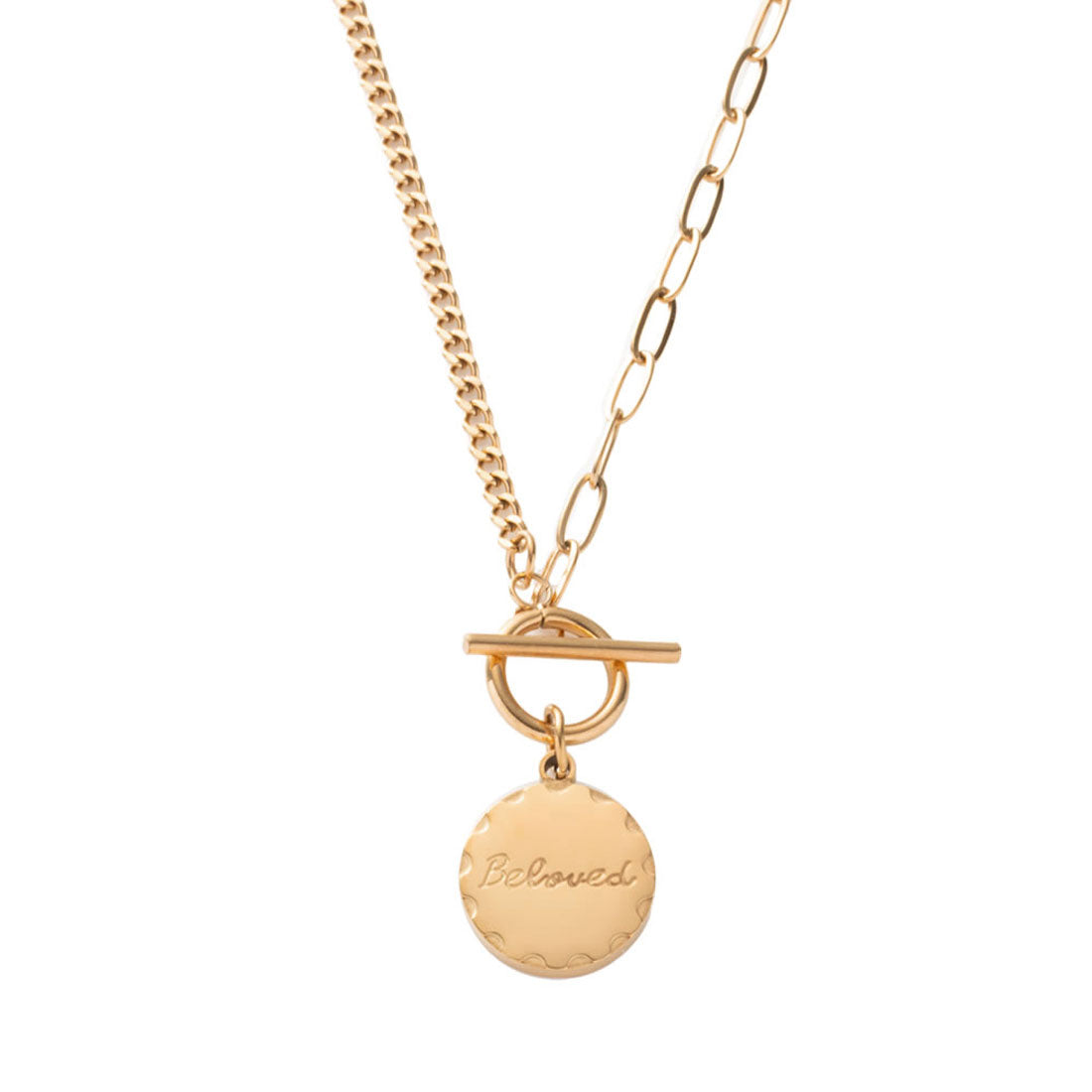 クリームドット Cream dot. メッセージ入りコインプレートのステンレス製マンテルネックレス （ワンサイズ：ピンクゴールド） ワンサイズ：ピンクゴールド