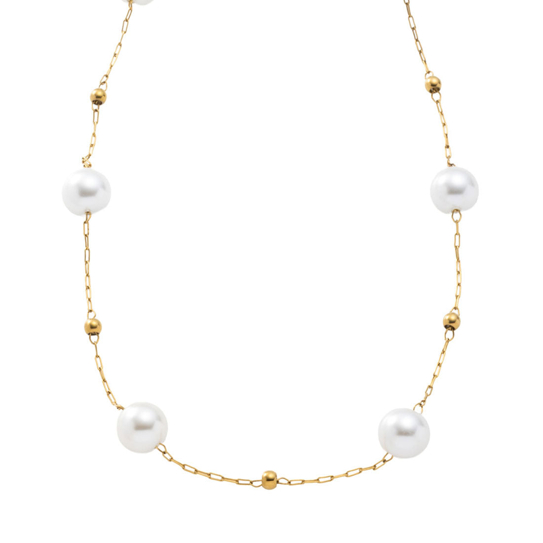クリームドット Cream dot. ステーションパールのステンレス製ネックレス （ワンサイズ：ゴールド） ワンサイズ：ゴールド