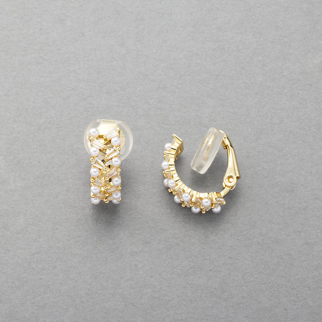 クリームドット Cream dot. 繊細に煌めくビジュー×パールのフープイヤリング （イヤリング：シルバー） イヤリング：シルバー