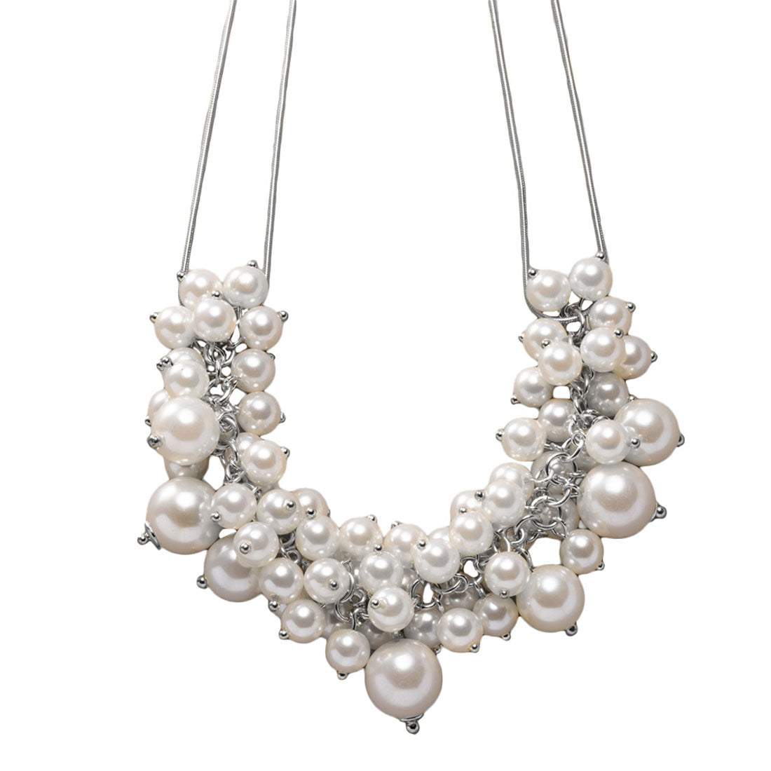 クリームドット Cream dot. 品よく高見えMIXパールの2連チェーンネックレス （ワンサイズ：シルバー） ワンサイズ：シルバー