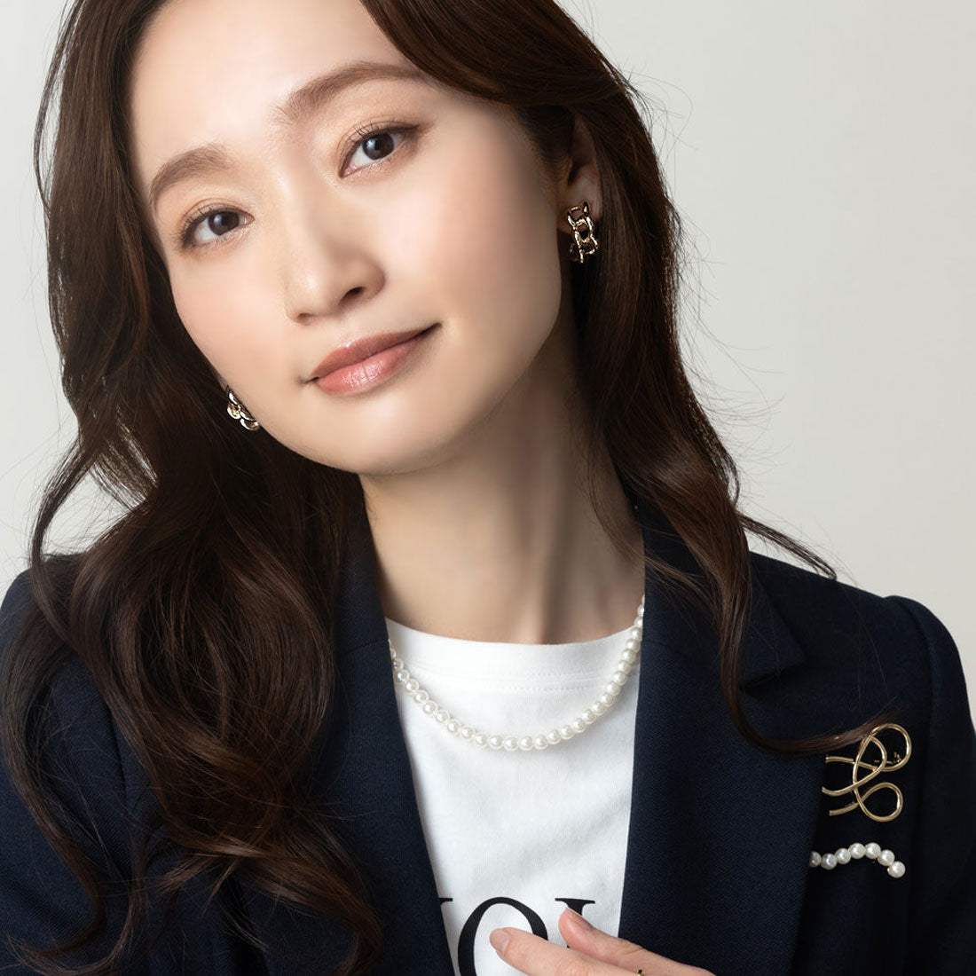クリームドット Cream dot. モードな印象をプラス、チェーンモチーフのイヤリング （イヤリング：シルバー） イヤリング：シルバー
