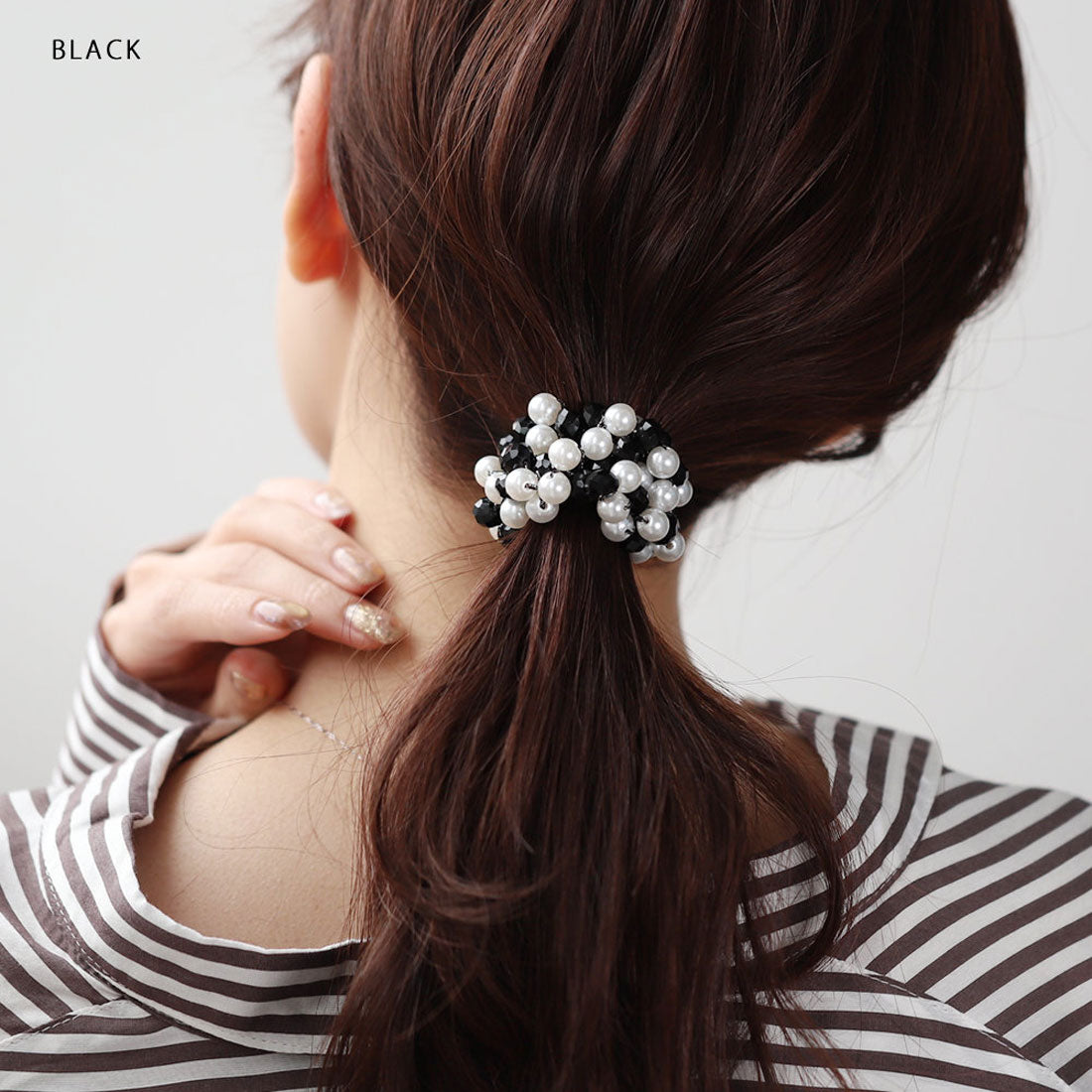 クリームドット Cream dot. ランダムパール×カラービジューの贅沢バブルヘアゴム （ワンサイズ：ベージュ） ワンサイズ：ベージュ