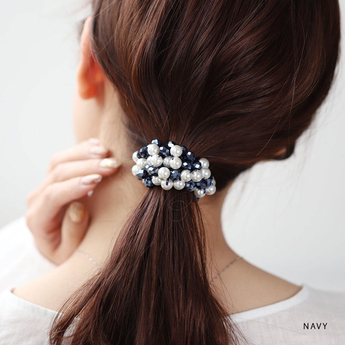 クリームドット Cream dot. ランダムパール×カラービジューの贅沢バブルヘアゴム （ワンサイズ：ベージュ） ワンサイズ：ベージュ