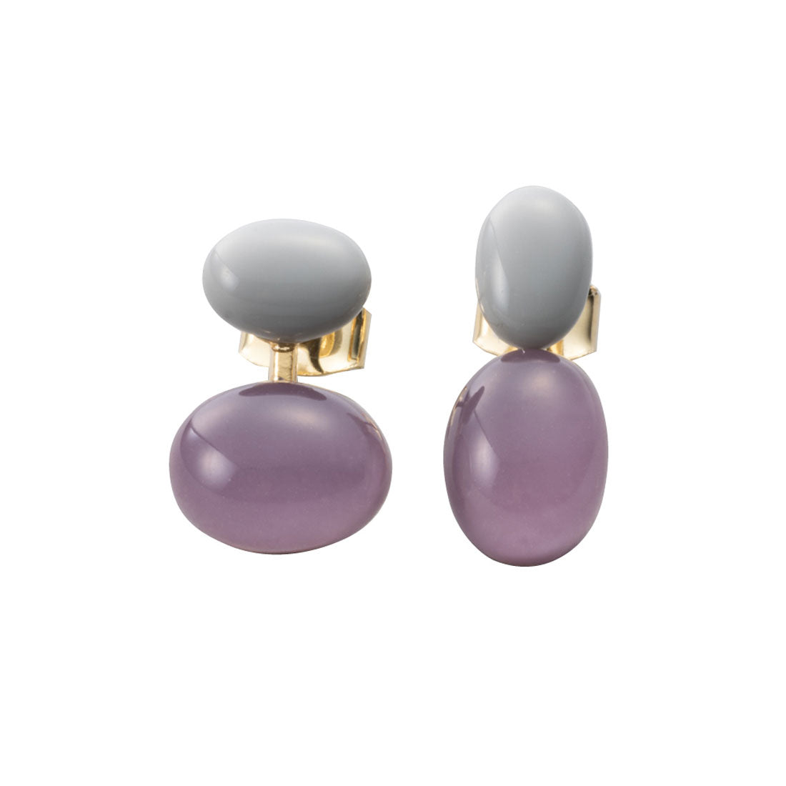 クリームドット Cream dot. バイカラーオーバルのアシンメトリーピアス/イヤリング （ピアス：パープル） ピアス：パープル