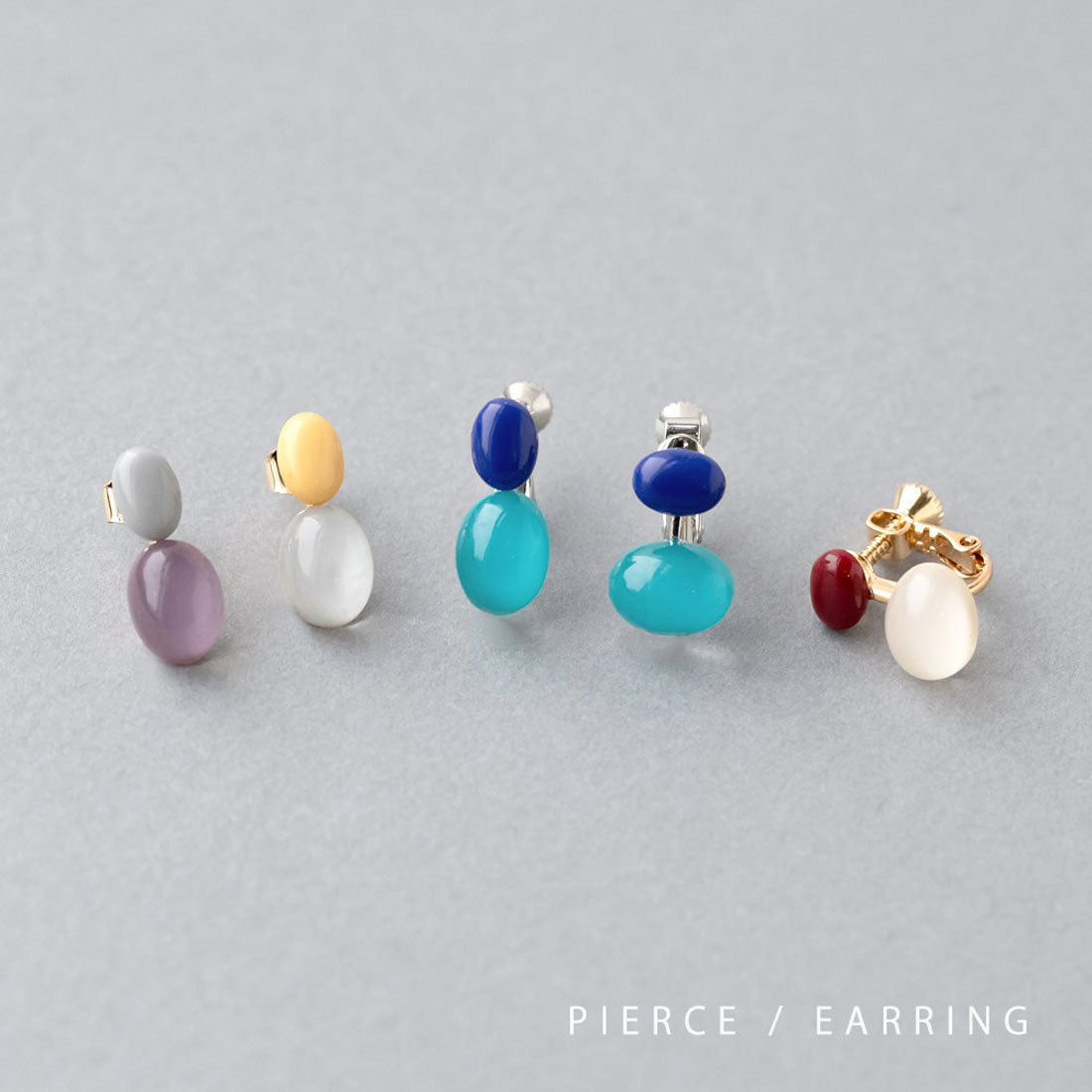 クリームドット Cream dot. バイカラーオーバルのアシンメトリーピアス/イヤリング （ピアス：パープル） ピアス：パープル