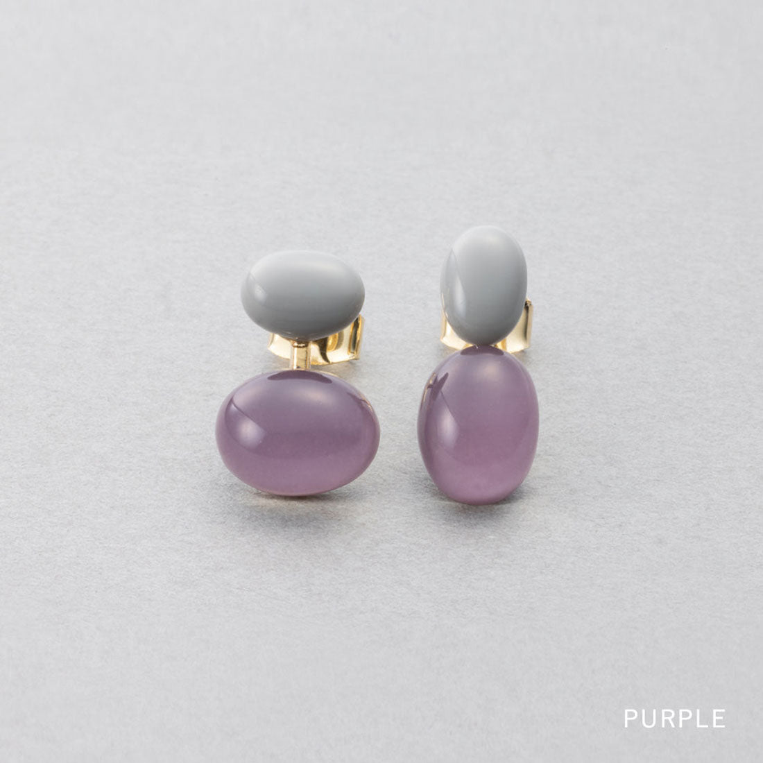 クリームドット Cream dot. バイカラーオーバルのアシンメトリーピアス/イヤリング （ピアス：パープル） ピアス：パープル